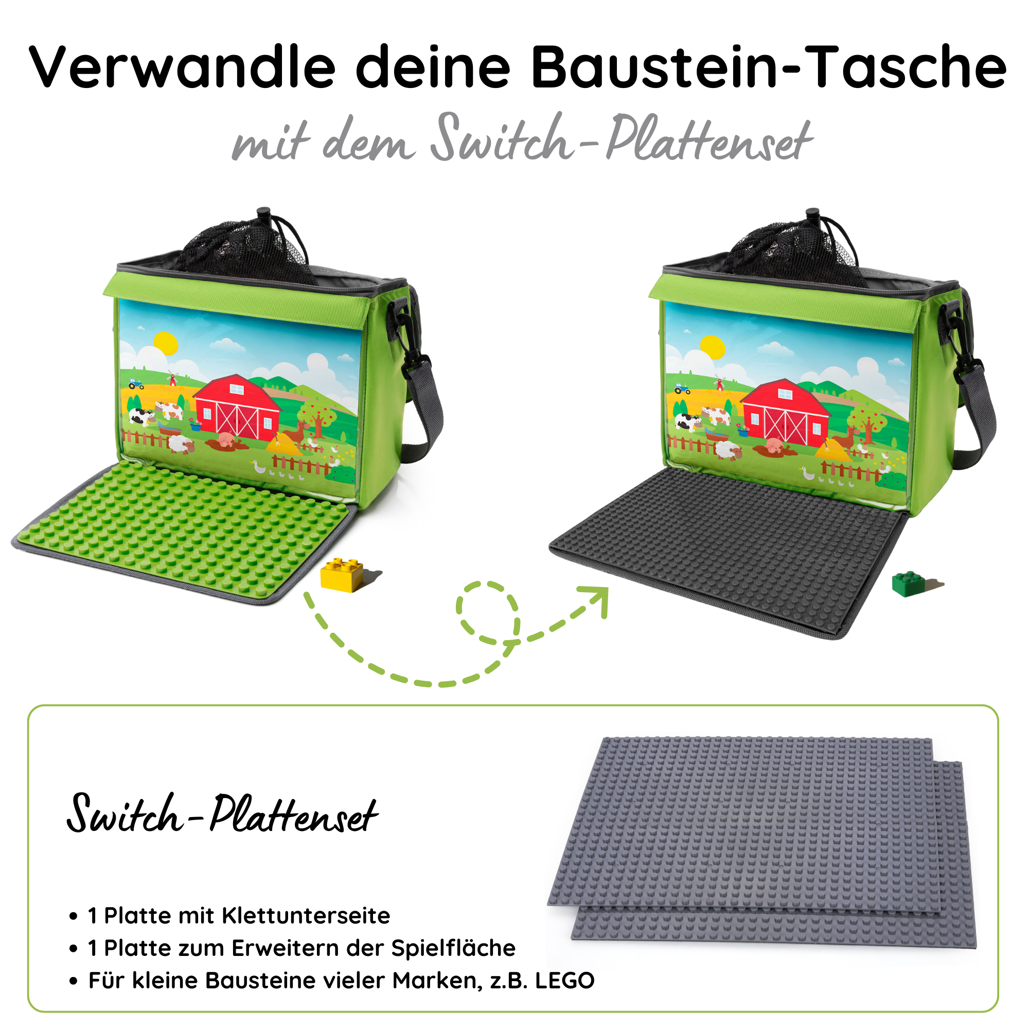 2er Set Bauplatten kompatibel mit kleinen Bausteinen - M