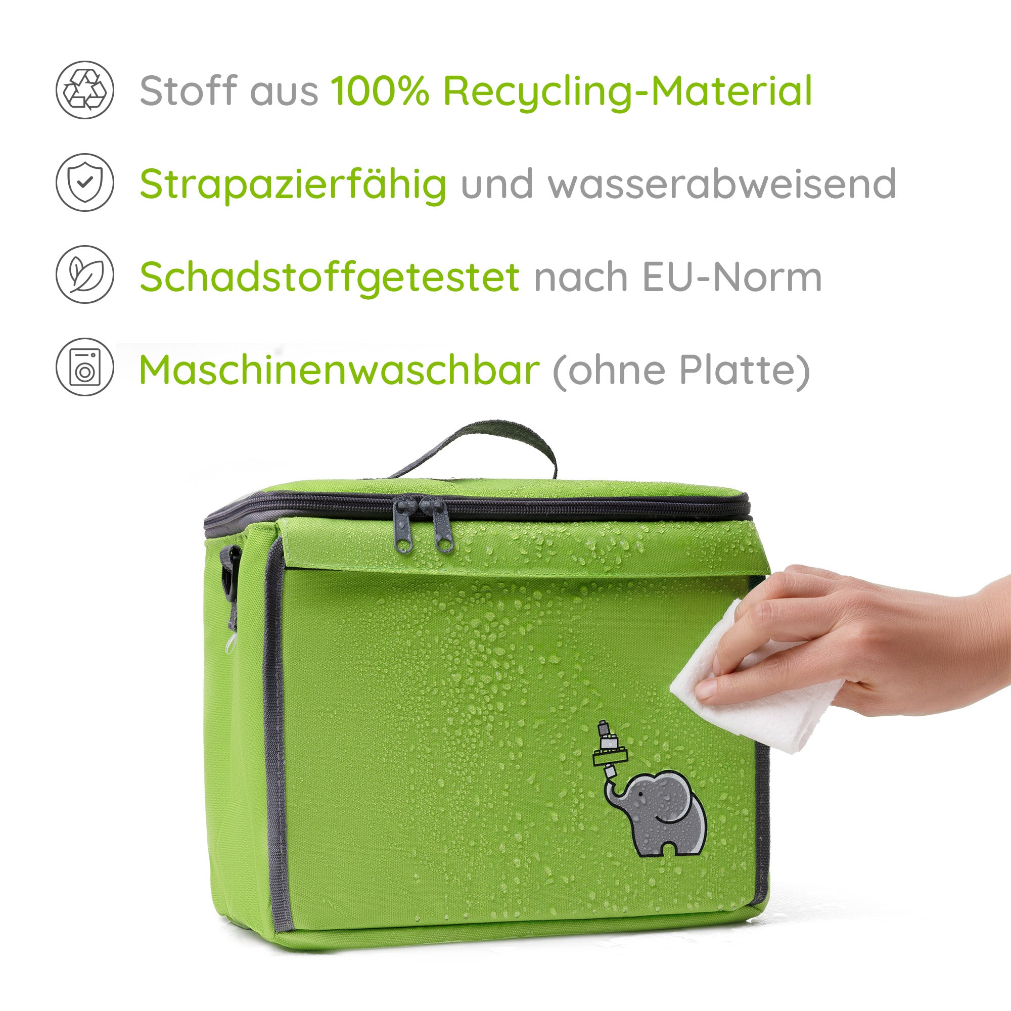 Baustein-Tasche mit ausklappbarer Bauplatte für große Steine