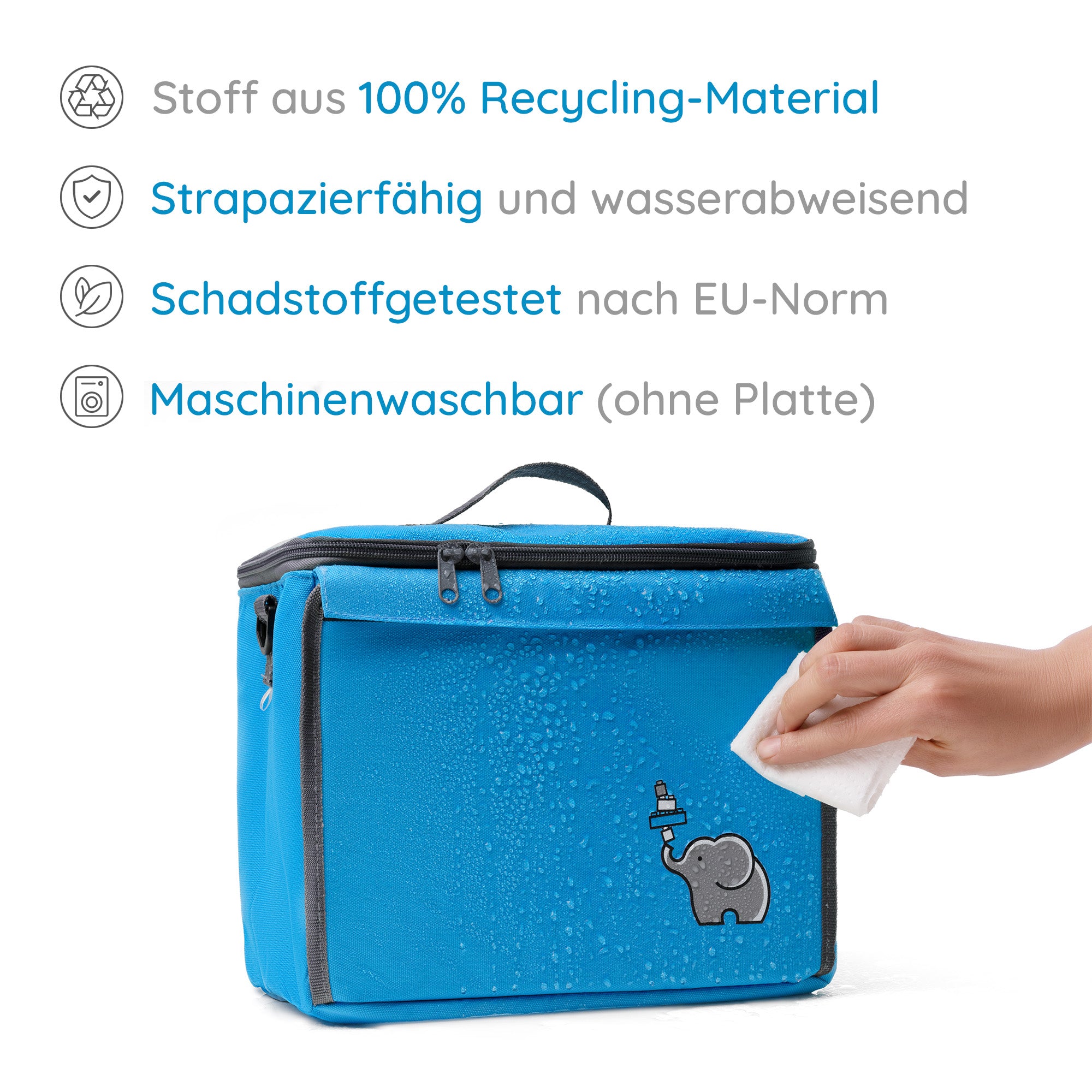 Baustein-Tasche mit ausklappbarer Bauplatte für große Steine