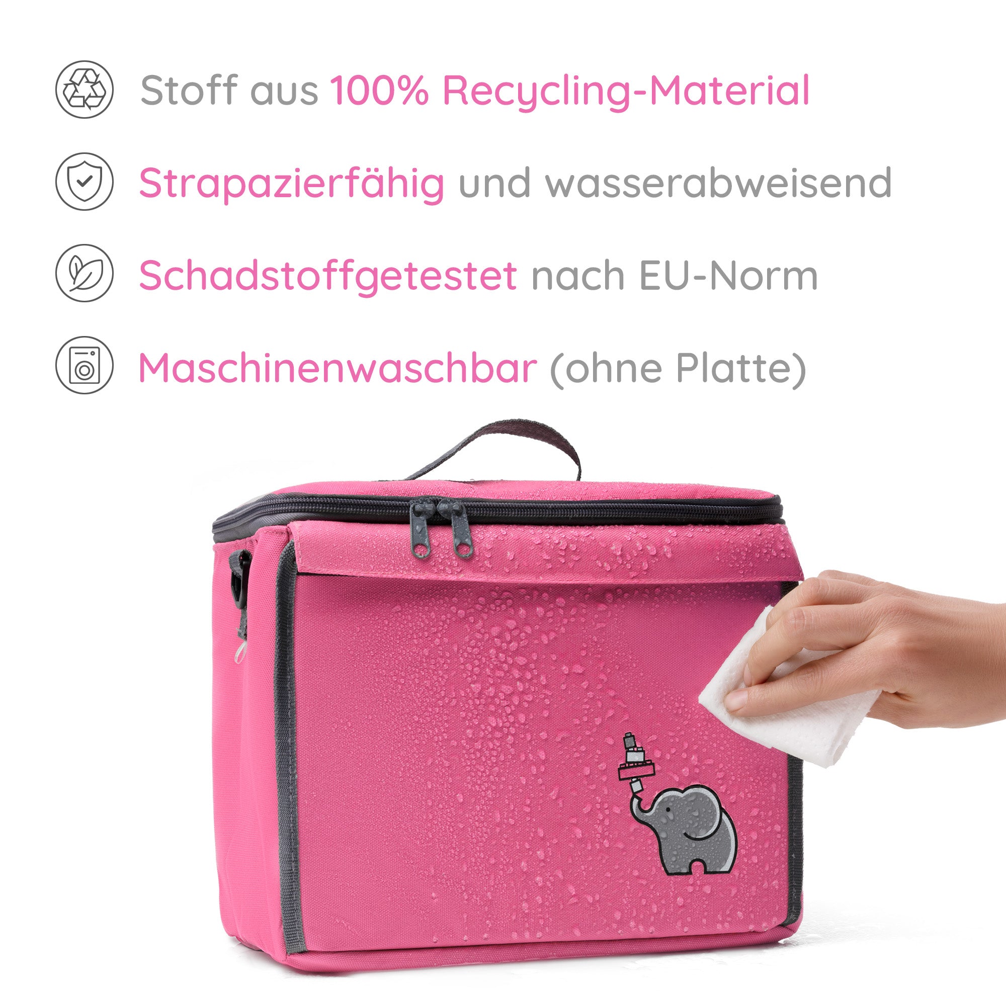 Baustein-Tasche mit ausklappbarer Bauplatte für große Steine