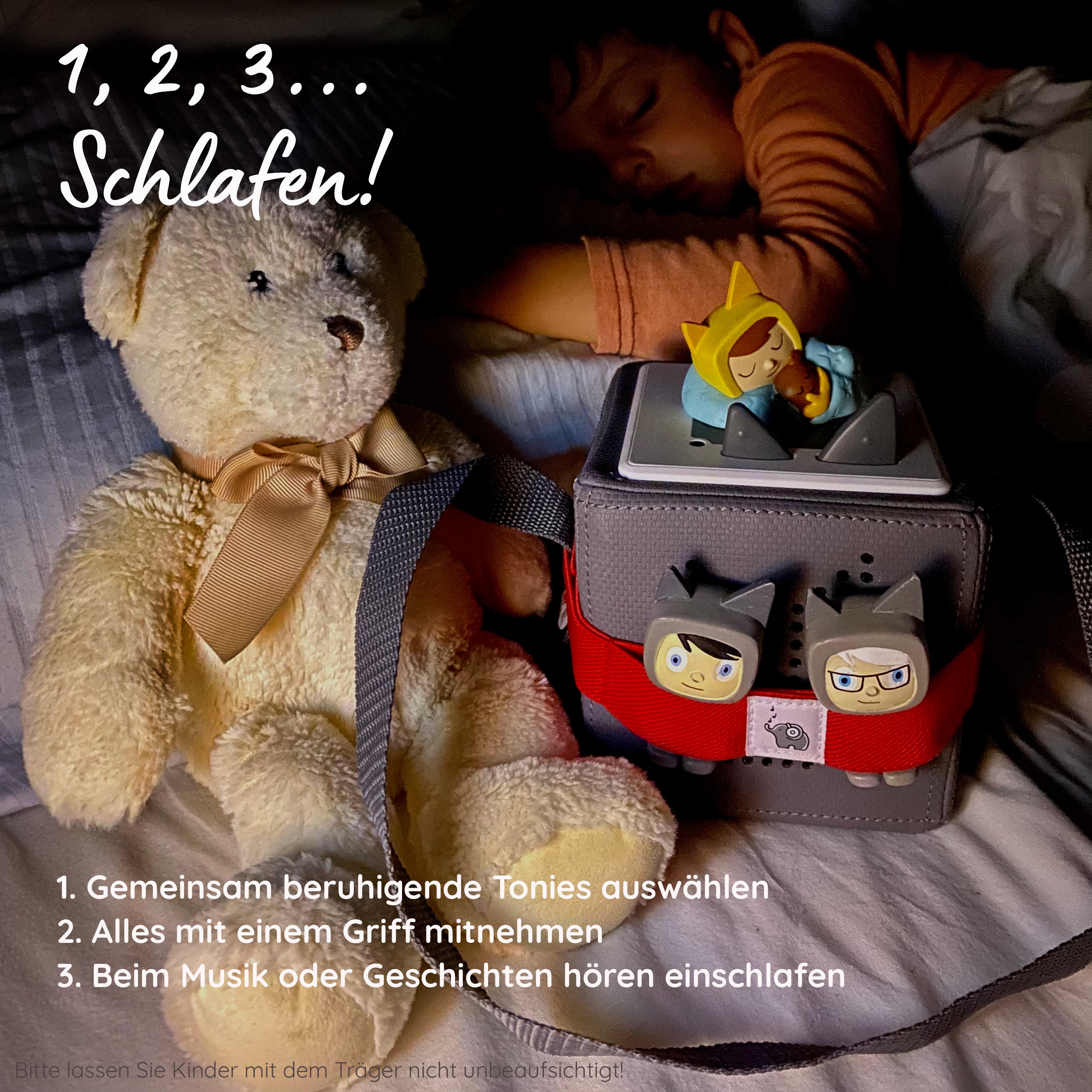Musikbox-Träger für Tigerbox oder Toniebox und bis zu 8 Figuren