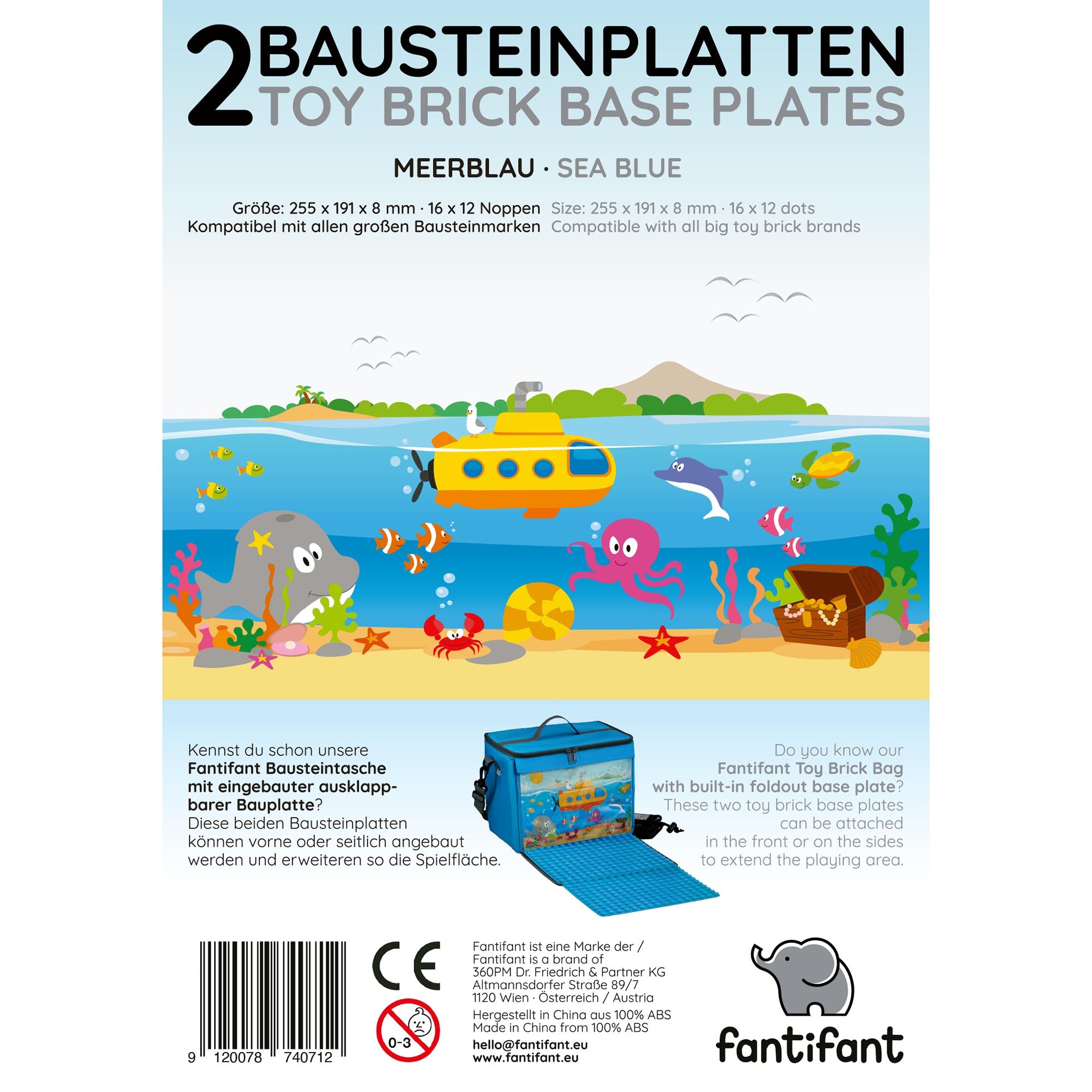 2er Set Bauplatten kompatibel mit großen Bausteinen