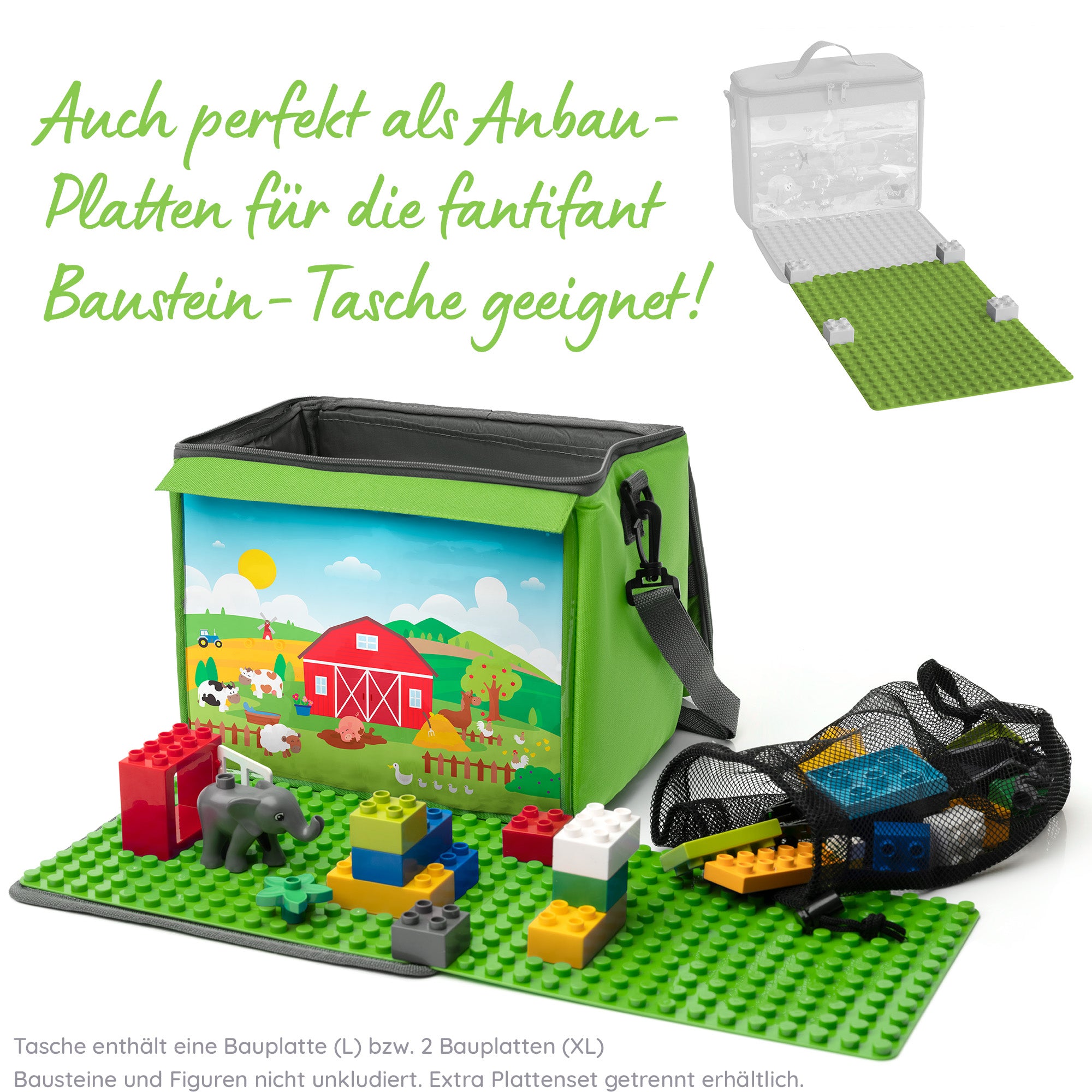 2er Set Bauplatten kompatibel mit großen Bausteinen