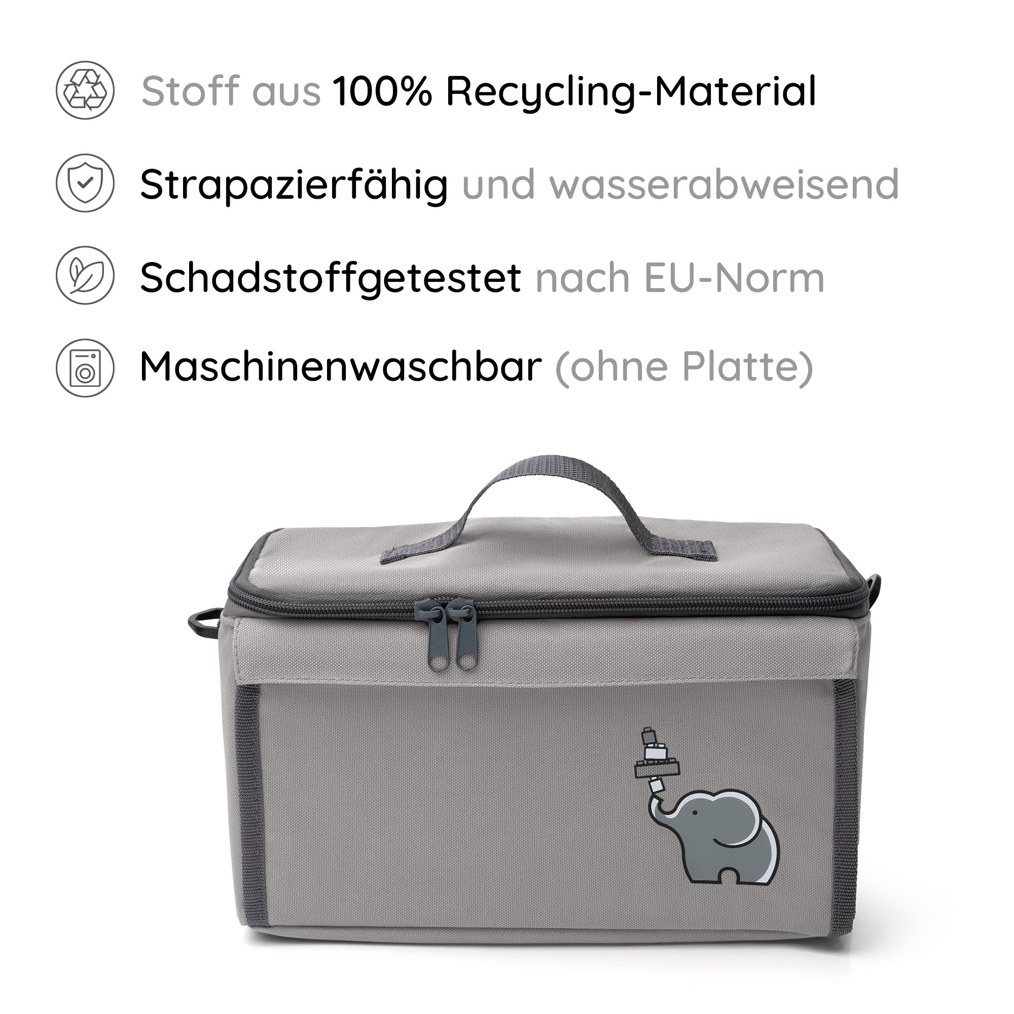 Baustein-Tasche mit ausklappbarer Bauplatte für kleine Steine
