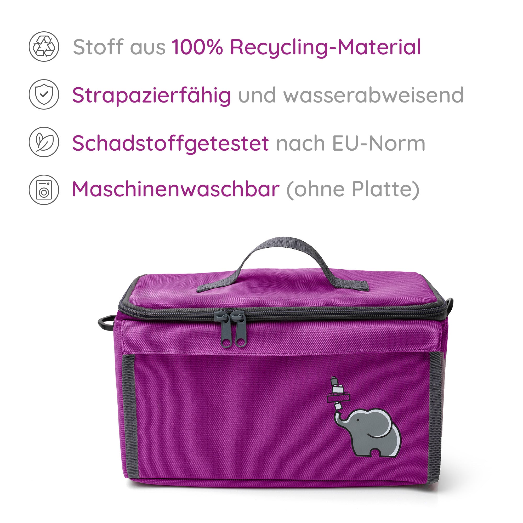 Baustein-Tasche mit ausklappbarer Bauplatte für kleine Steine
